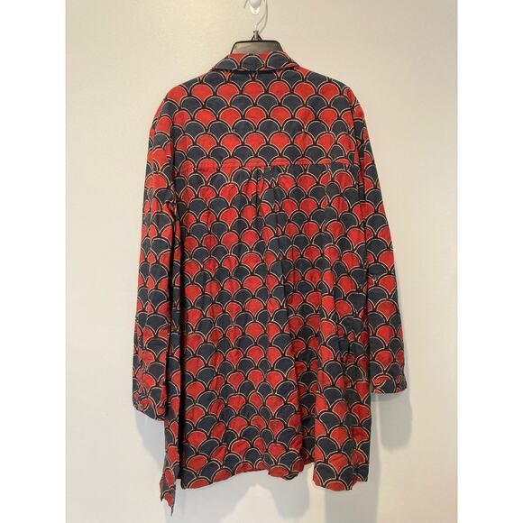 India-made 100% Organic Cotton Tunic Red & Blue pattern - Picture 3 of 14